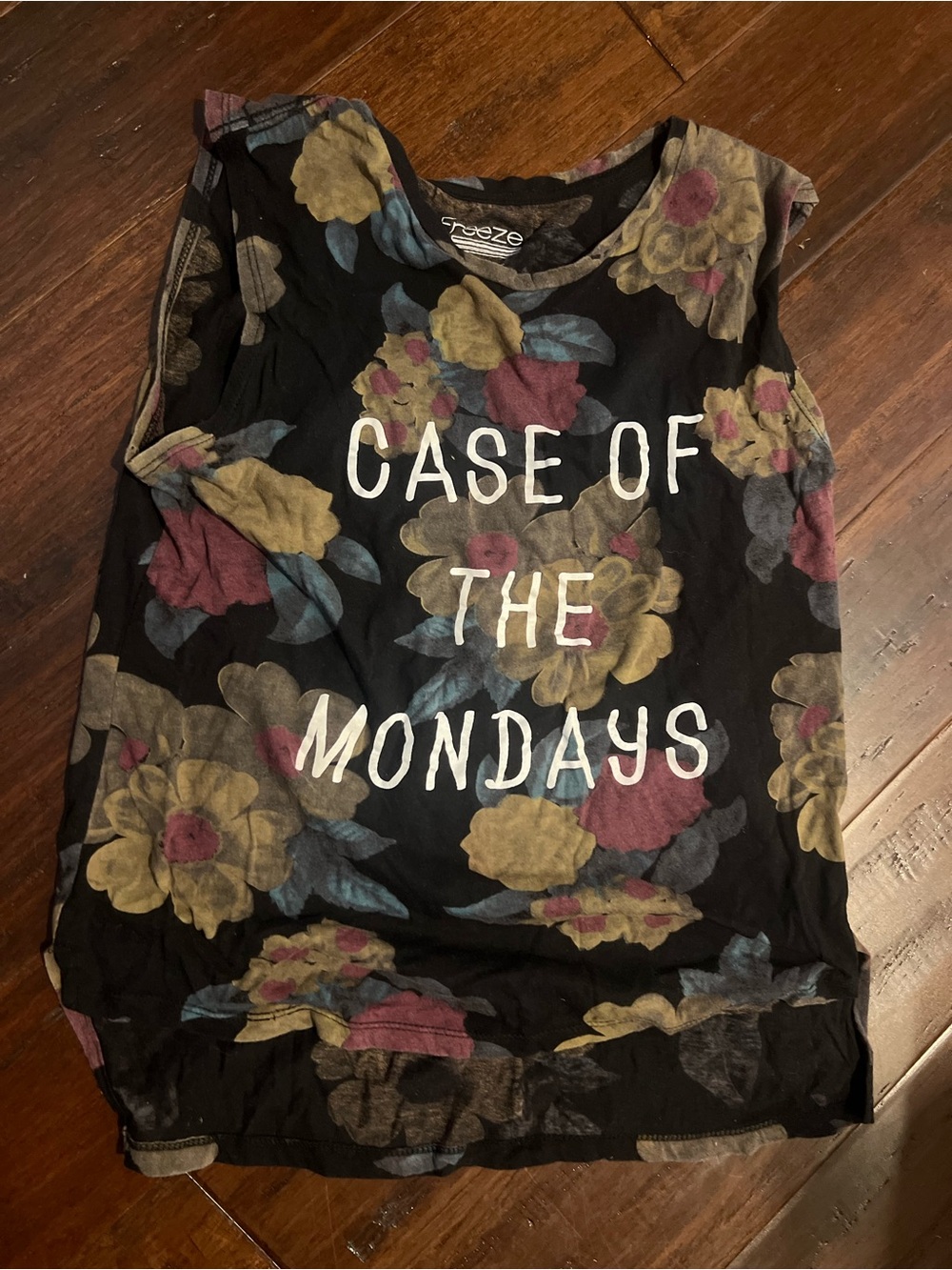 Freeze Black Floral 'Case of the Mondays' Muscle Tank